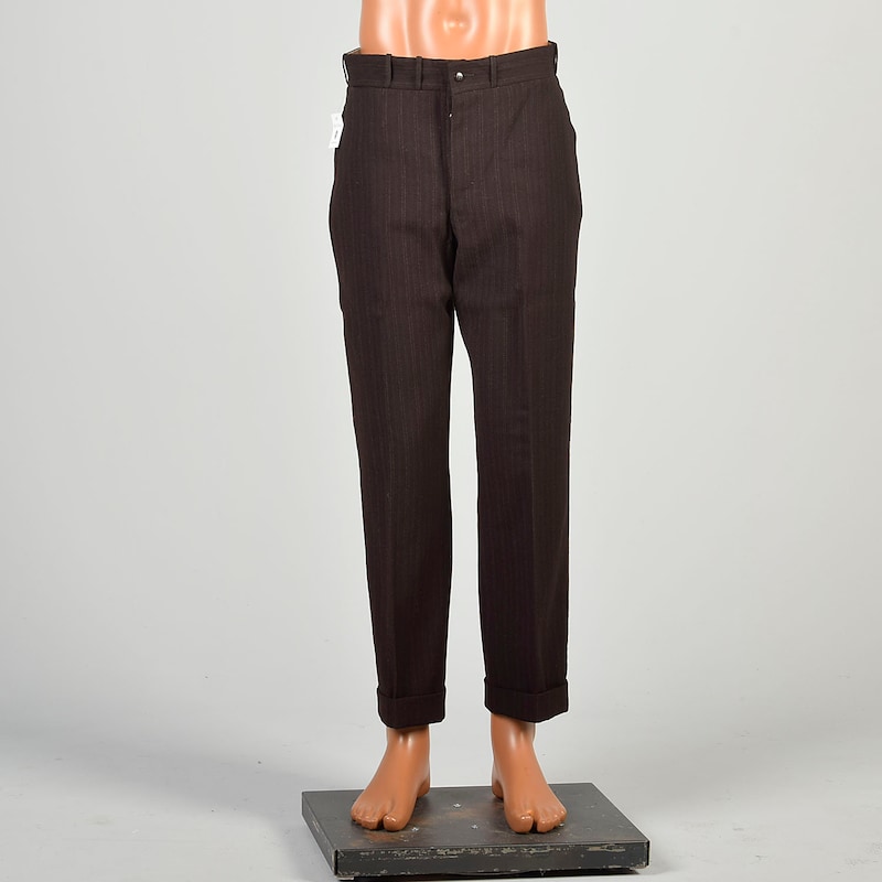 Pinstripe Pintuck Pants - Sand Brown