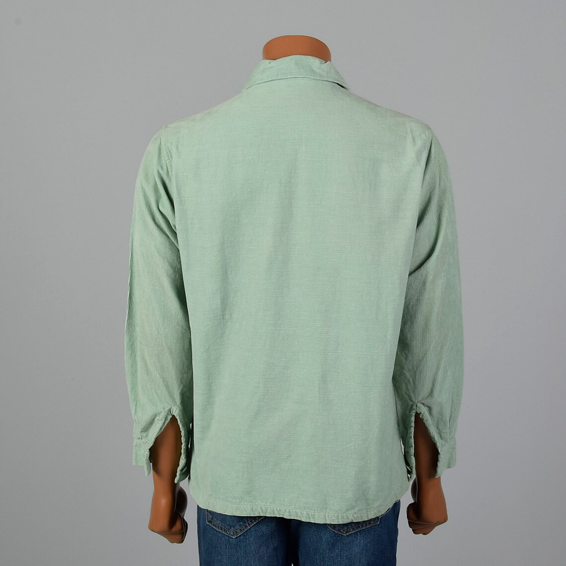 Medium 1950s Mens Mint Green Corduroy Shirt Long Sleeve Neck Etsy