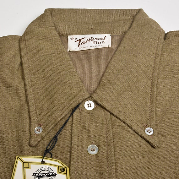 Deadstock 1960s Mens Knit Shirt Short Sleeve Cott… - image 4