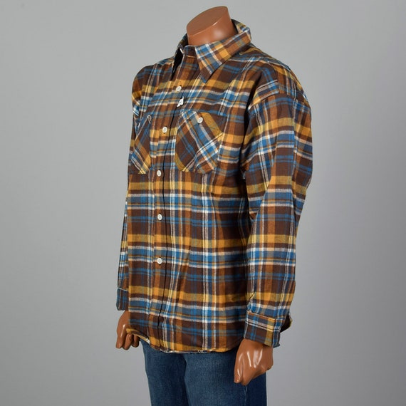 3XL 1960s Deadstock Mens Brown Plaid Flannel Shir… - image 4