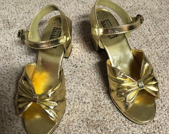 Vintage Women's Gold Chunk Shoes 1980s Heels Size 7