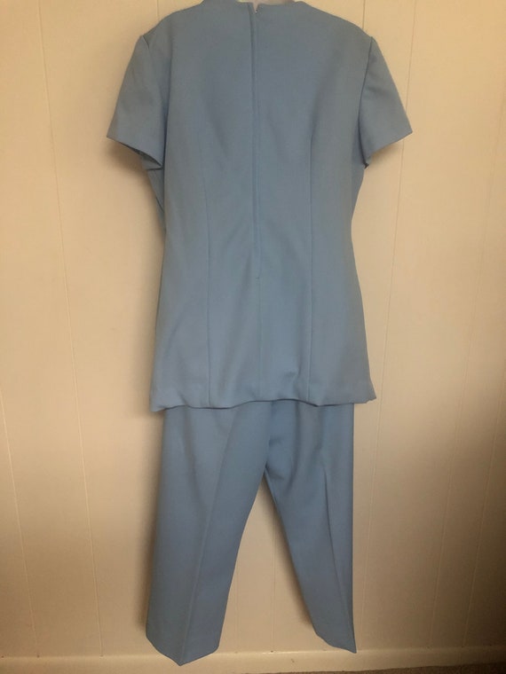 Vintage Women's 2 Piece Pants Suit 1970s Blue - image 2