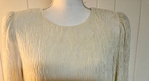 Vintage 1980s Dress Ivory by Leslie Fay with Fanc… - image 3