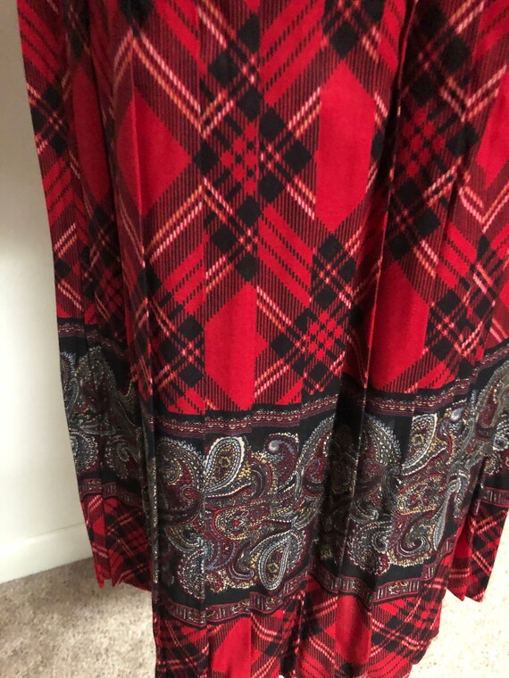 1990s Womens 2 Piece with Scarf Tartan Style Red … - image 4