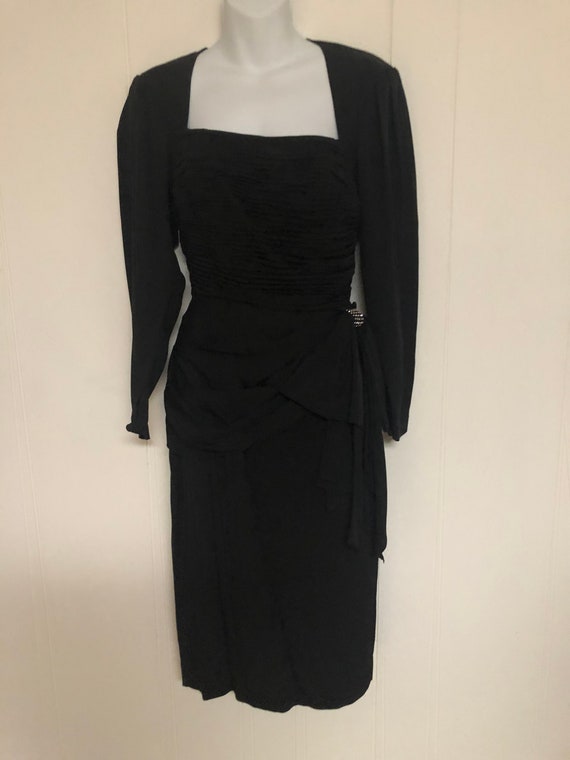 Vintage Women's Black Fancy Pageant Dress with Ruc