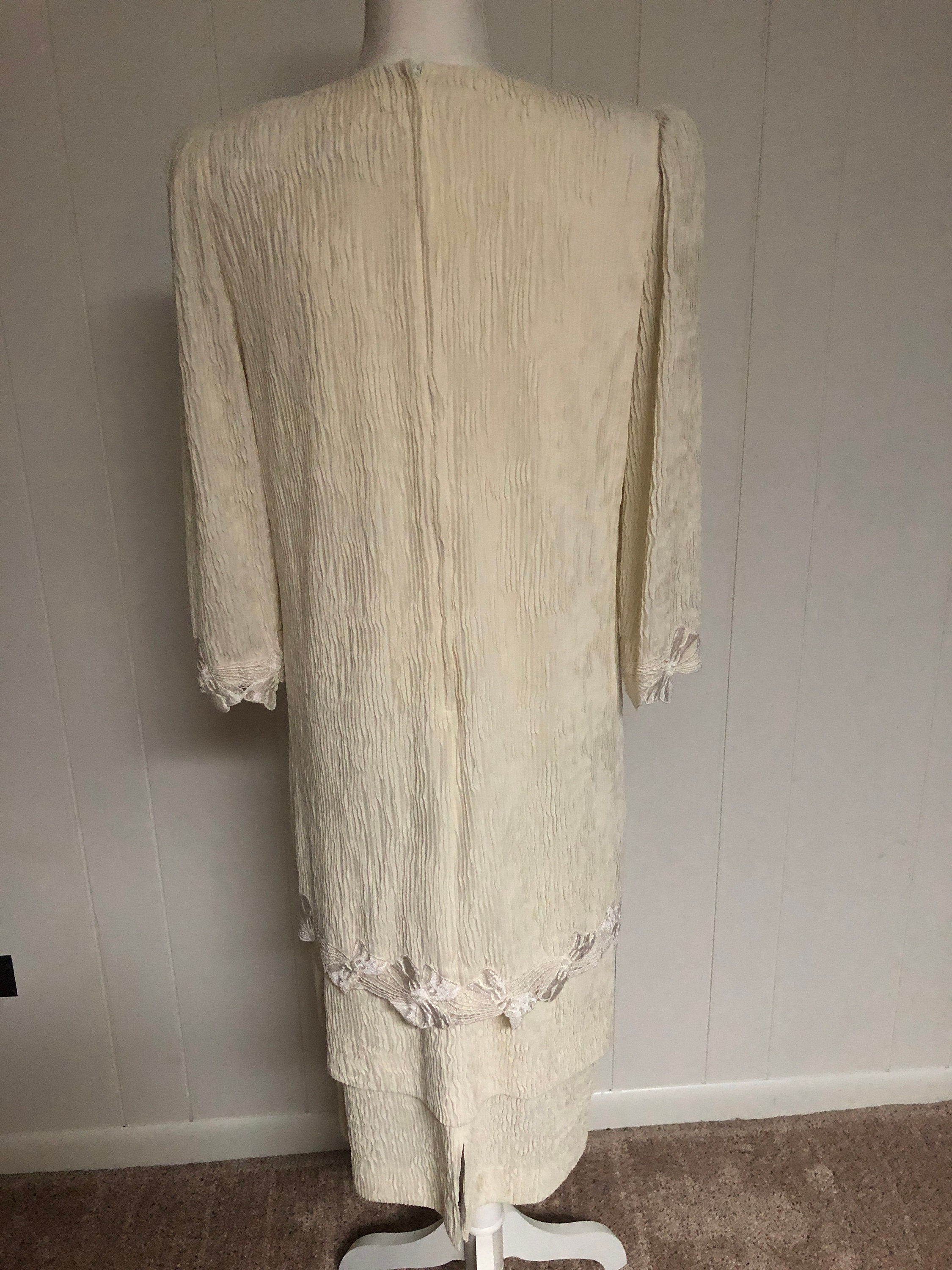 Vintage 1980s Dress Ivory by Leslie Fay With Fancy Lace Trim - Etsy