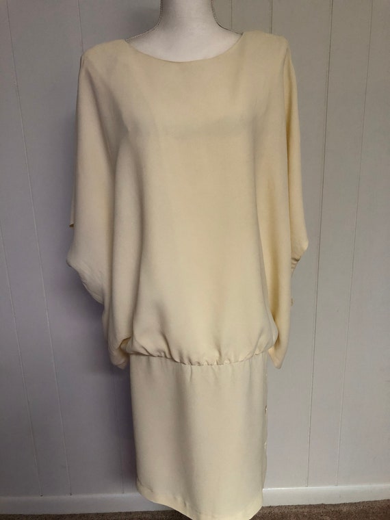 Vintage Women's Designer 1980's Dress in Beige by… - image 1