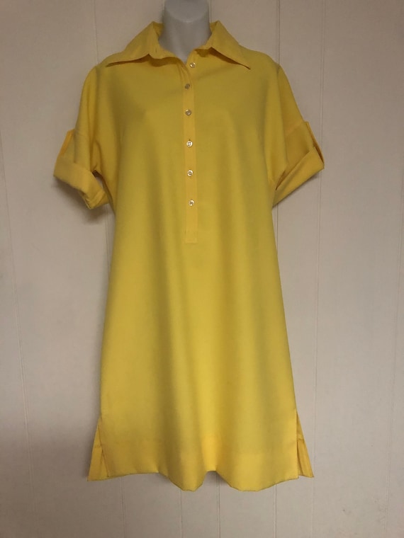 Vintage 1970 Yellow Sheath Mini Dress for Women.