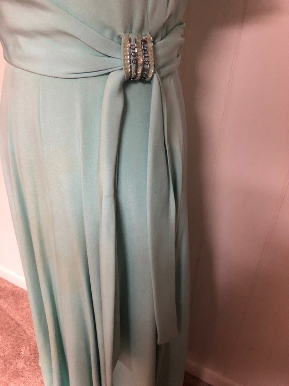 Vintage 1950's Mint Green Gown with Jewels.  An o… - image 3