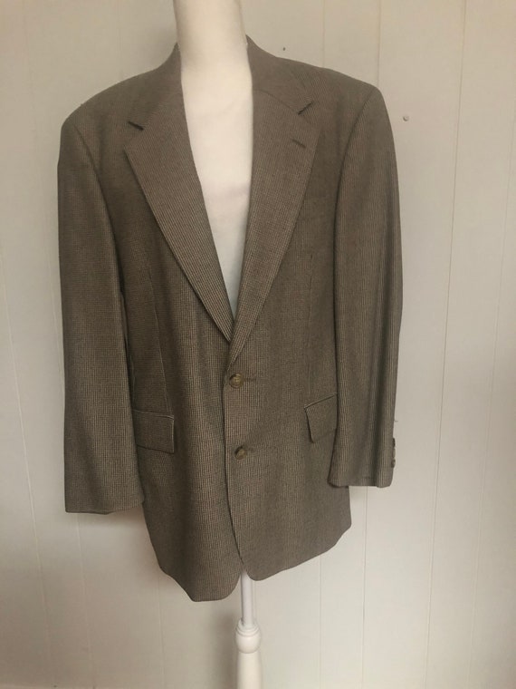 Vintage Men's Sports Coat 1980s Brown and Black Ch