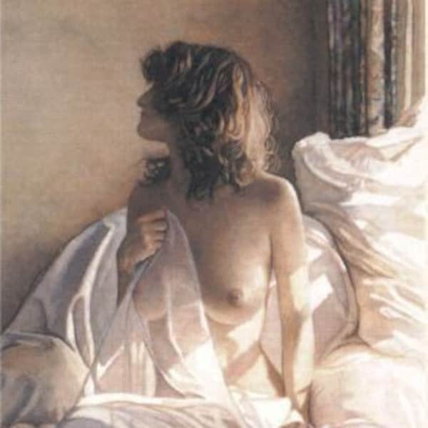 Steve HANKS S/N LEP Signed and Numbered Limited Edition Print " Yesterday is a Long Time Ago " Half Naked Woman Sheer fabric Art