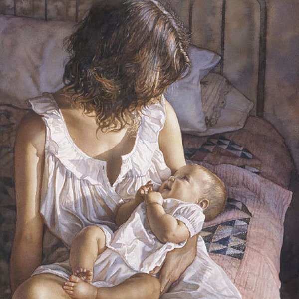 Steve HANKS S/N LEP Signed and Numbered Limited Edition Print " In the Eyes of the Innocent " Mother and Child Unconditional Love