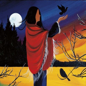 BETTY ALBERT &quot; Migration &quot; Canvas Authentic Indigenous Collectible Made In Canada Native art Cree First Nations Native Lakeside Aboriginal