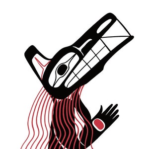 Ben HOUSTIE &quot; Wolf Dancer &quot; Giclee Canvas Authentic Indigenous Native First Nation Heiltsuk Waglisla Wild Dog Art British Columbia Colorful