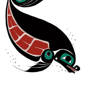 DANNY DENNIS &quot; Seal &quot;Canvas Authentic Indigenous Art Tsimshian First Nation Port Essington British Columbia Northwest Coast Native Marine