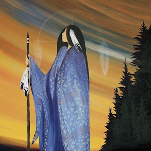 BETTY ALBERT &quot; Truth &quot; Canvas Authentic Indigenous Collectible Made In Canada Native art Cree First Nations Aboriginal Forest Sunrise