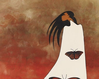 MAXINE NOEL " The Guardian Of the Monarch " Canvas Authentic Indigenous Collectible Santee Oglala Sioux, Made In Canada art Spirit