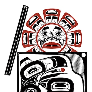 Carl STROMQUIST &quot; Raven Stealing The Sun &quot; Canvas Authentic Indigenous Canada Native art First Nations Northwest Coast Interior Salish Gift