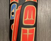Richard KRAWCHUK quot Loon quot Artist Cedar Carving Squamish Nation Native Carver Totem Pole Three Colors Red Blue Black
