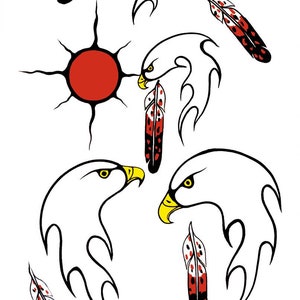 Kurt FLETT &quot; Together &quot;Giclee Canvas Native Oji-Cree First Nation Indigenous Art Canadian Eagle Strength Wisdom Wildlife Prairie Feather