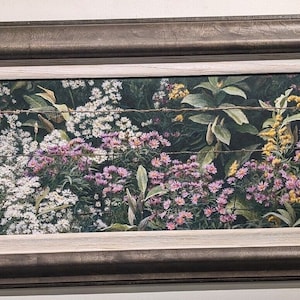 Robert BATEMAN &quot; Roadside Tapestry &quot; Signed and Numbered Limited Edition Giclee Canvas Flowers Fence FRAMED COA Floral Beautiful