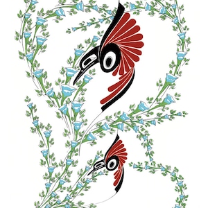 DANNY DENNIS " Hummingbirds " Canvas Authentic Indigenous Art Tsimshian First Nation Port Essington British Columbia Northwest Coast Native