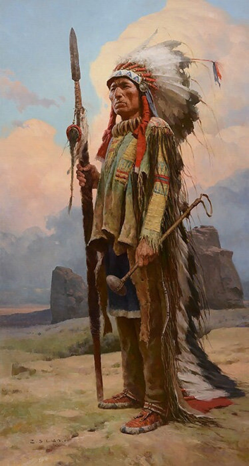 15 Z.S. LIANG "pride of the Lakota" Limited Edition CANVAS 43hx23w ...