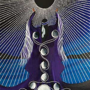 BETTY ALBERT &quot; She Who Becomes The Truth &quot; Canvas Authentic Indigenous Made In Canada Native art Cree First Nation Aboriginal Lunar Moon