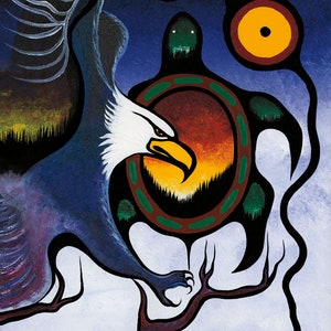 Frank POLSON " Truth "Canvas Authentic Indigenous Collectible Ltd Edition Size 195 Made In Canada Algonquin Long Point First Nations Eagle