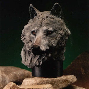 CHAPEL &quot; Gray Wolf &quot; Hand Cast Resin Limited Edition Artist Proof Sculpture Highly Collectible Dog Wildlife RARE Stunning ART Dark Eerie