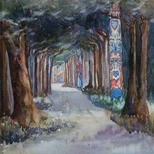Emily Carr &quot; Totem Walk At Sitka &quot; Giclee Canvas art NEW Western Canadian History Indigenous Woodland Forest Group of Seven Exhibitor/Author