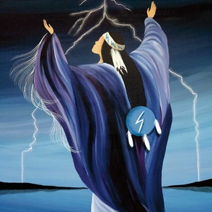 BETTY ALBERT &quot; Bravery &quot; Canvas Authentic Indigenous Collectible Made In Canada Native art Cree First Nations Native Thunder Celebration