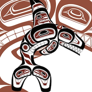 Todd Jason BAKER  &quot; Orca &quot; Canvas Authentic Indigenous Limited Edition Size of 195 Made In Canada Collectible Native Art