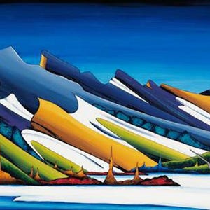 Fraser MCGURK &quot; Mount Rundle &quot; Giclee Canvas Signed and Numbered Canadian Mountains Art Colourful COA  Perfect Gift Collectible & RARE