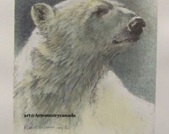 Robert BATEMAN Original LITHOGRAPH "Polar Bear Predator" 3 Print Art Set LE Signed Numbered art hand coloured Wildlife Apex Hunting Arctic