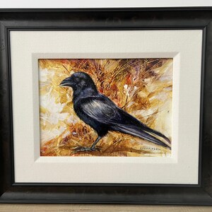 Janice ROBERTSON &quot; Raven 2 &quot; Original Acrylic on Masonite Board Canadian Painter One of a kind Hand Painted Signed Impressionism Realism