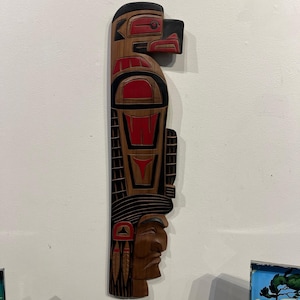 Eagle Chief Brad JOSEPH Jr. 24.5&quot; Original Handmade Gift of Northwest Coast Salish First Nations Authentic Squamish Signed Carving Art OOAK