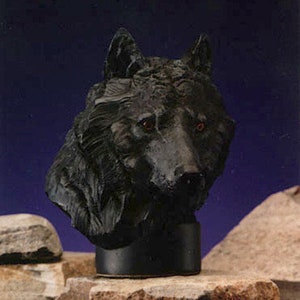 CHAPEL &quot; Black Wolf &quot; Hand Cast Resin Limited Edition Artist Proof Sculpture Highly Collectible Dog Wildlife RARE Stunning ART Dark Eerie