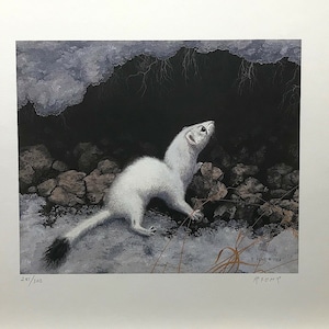 Randy FEHR &quot;Weasel &quot; Limited Edition RARE Print Signed & Numbered art Certificate of Authenticity Mint condition weasel