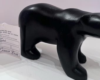 Vintage Wolf Original Sculptures Canada Beaver Grey Soapstone