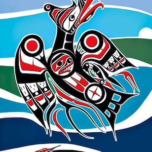Fred ANDERSON Heiltsuk Thunderbird Canvas Unstretched Authentic Indigenous Collectible Limited Edition Size of 195 Made In Canada Native art