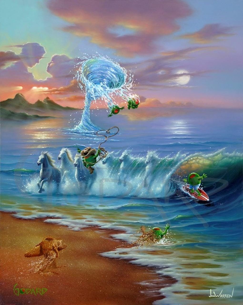 Michael GODARD " Commotion In The Ocean " Giclee Canvas Signed and Numbered Limited Edition Olive Martini Las Vegas Beach Jim Warren Art Sky