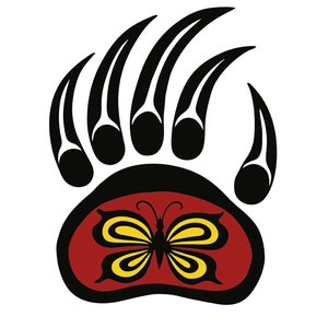 Pauline Bull &quot; Bear Paw and Butterfly &quot; Canvas Authentic Indigenous Limited Edition & Signed Collectible Native Art Interior Salish Only 195