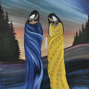 BETTY ALBERT &quot; Humility &quot; Canvas Authentic Indigenous Collectible Made In Canada Native art Cree First Nation Aboriginal Northern Lights