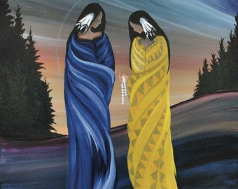 BETTY ALBERT " Humility " Canvas Authentic Indigenous Collectible Made In Canada Native art Cree First Nation Aboriginal Northern Lights