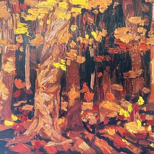 Tom THOMSON &quot; Forest Interior &quot; Limited Edition Lithograph Hardwood Panel Group of Seven art NEW Canadian Impressionism GIFT Autumn Original