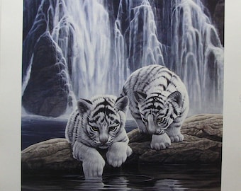 Luke Raffin "Spellbound" Limited Edition RARE Print Signed & Numbered art Certificate of Authenticity Mint condition white kitten tigers