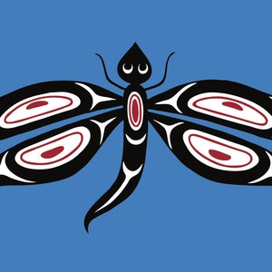 Pauline Bull &quot; Dragonfly &quot; Canvas Interior Salish First Nation Artist Authentic Indigenous Made In Canada Native Art RARE Aboriginal Insight