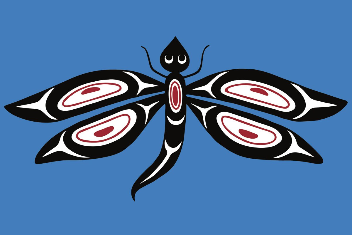 Pauline Bull " Dragonfly " Canvas Interior Salish First Nation Artist Authentic Indigenous Made In Canada Native Art RARE Aboriginal Insight