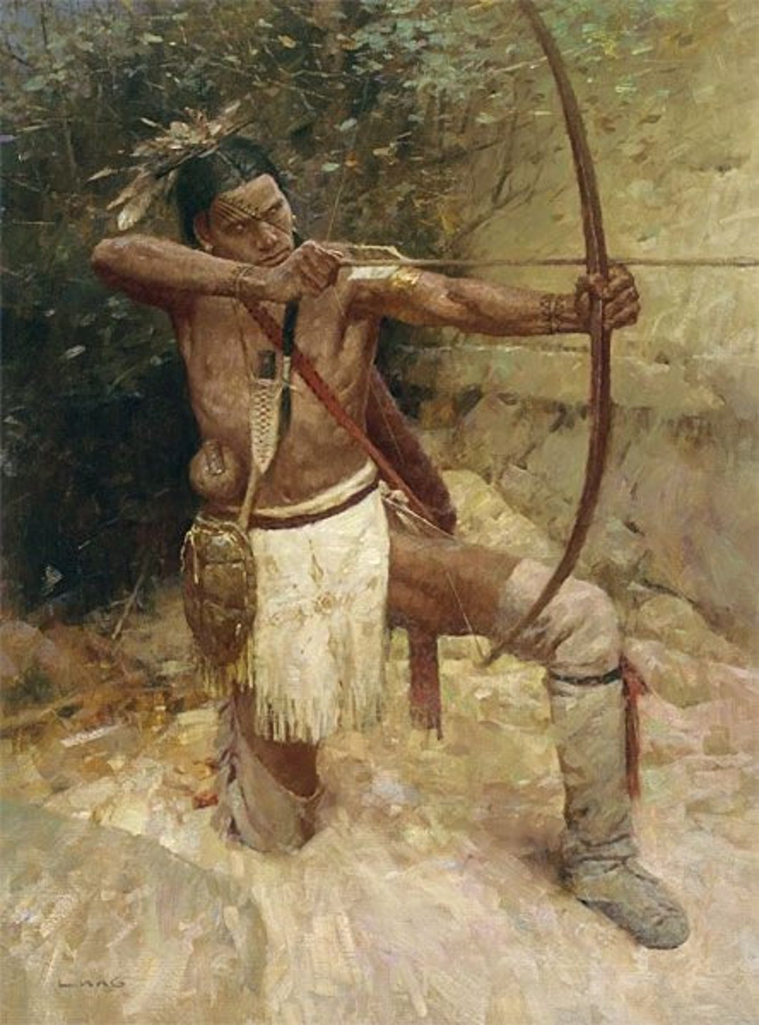 35 Z.S. LIANG " Woodland Warrior " Limited Edition CANVAS 36hx27w Award ...